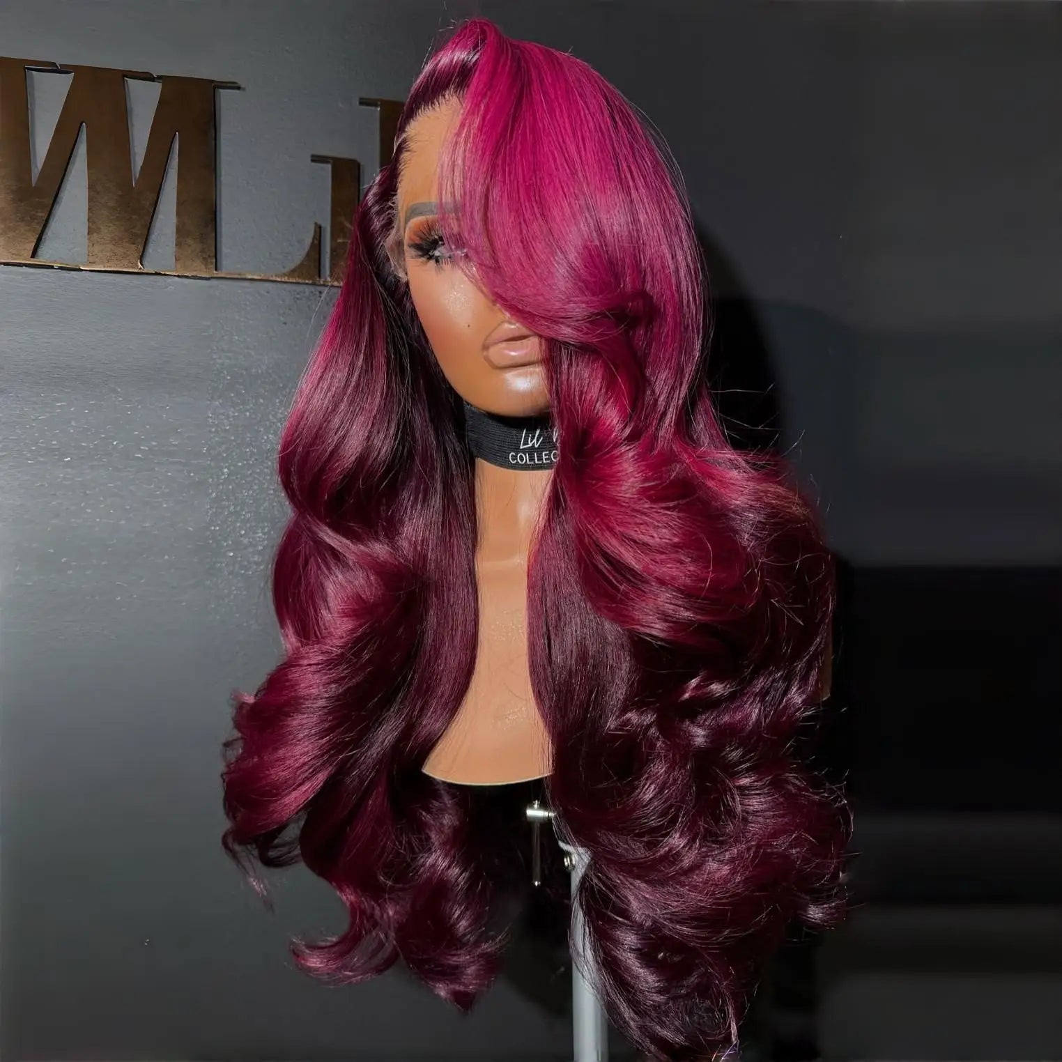 Wholesale 99J Burgundy Cambodian Remy Hair Wig Long Length Lace Front Glueless Full Lace Wig with Curly Deep Wave Red 99J Wig