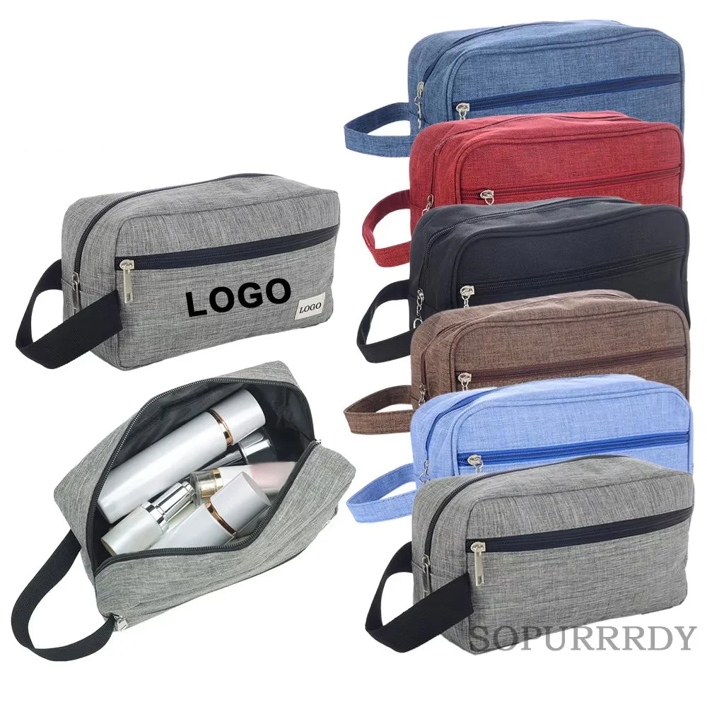 Custom Logo Makeup Bag Zipper Bag Closure Outdoor Large Capacity Men's Bag Travel Bag Toiletry and Cosmetic Bag with Handle