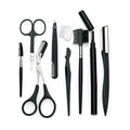 8 in 1 Portable Stainless Steel Eyebrow Grooming Kit for Women Slanted Tip Tweezers and Eyelash Trimming Brush Set