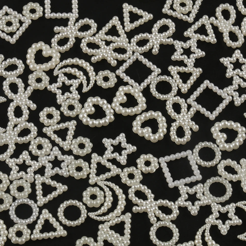 Wholesale Kuoyu Brand 100pcs/bag Round/Star/Square/Moon/Heart/Bowknot/Triangle Shape White Acrylic Beads 9g for Jewelry DIY