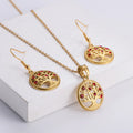 Cheap Waterproof 18K Gold Plated Jewelry Sets Life Tree Stainless Steel Pendant Necklace Stud Earrings Female Jewelry Sets