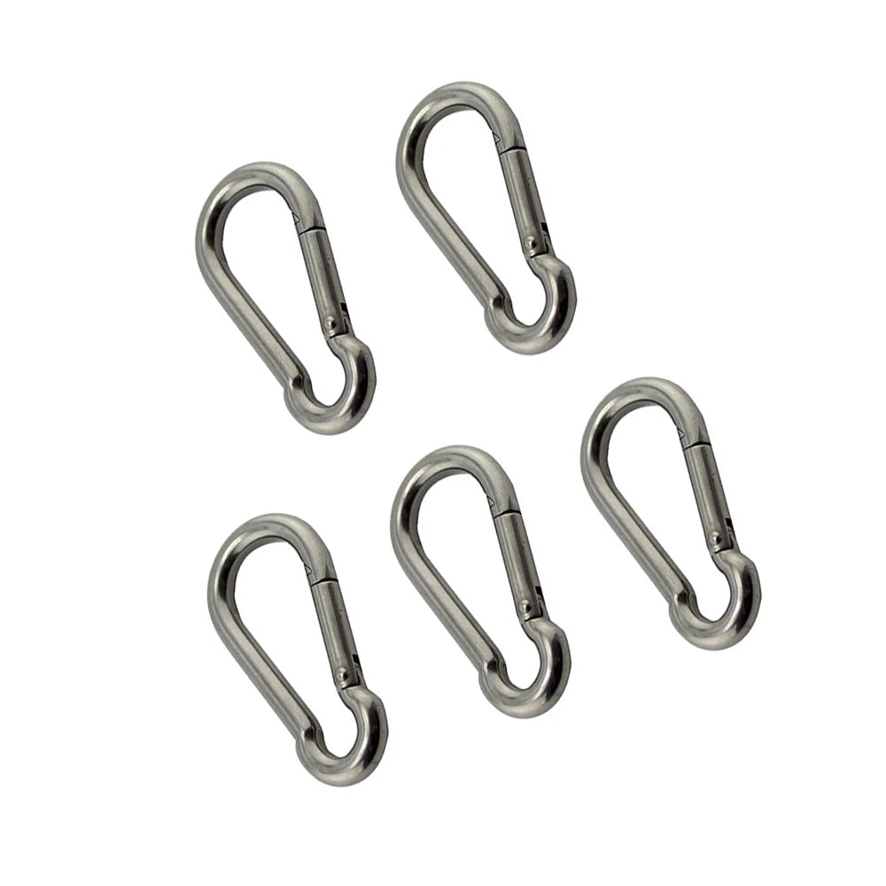 5pcs Galvanized 304 Stainless Steel Carabiner Snap Hook 5mm 6mm 7mm 8mm Rigging Hardware for Climbing Spring Snap Hook Silver