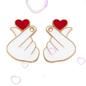 Love Gesture Accessories Simple and Personalized Alloy Accessories Double Sided Love Earring Pendant Diy Bracelet Pendant