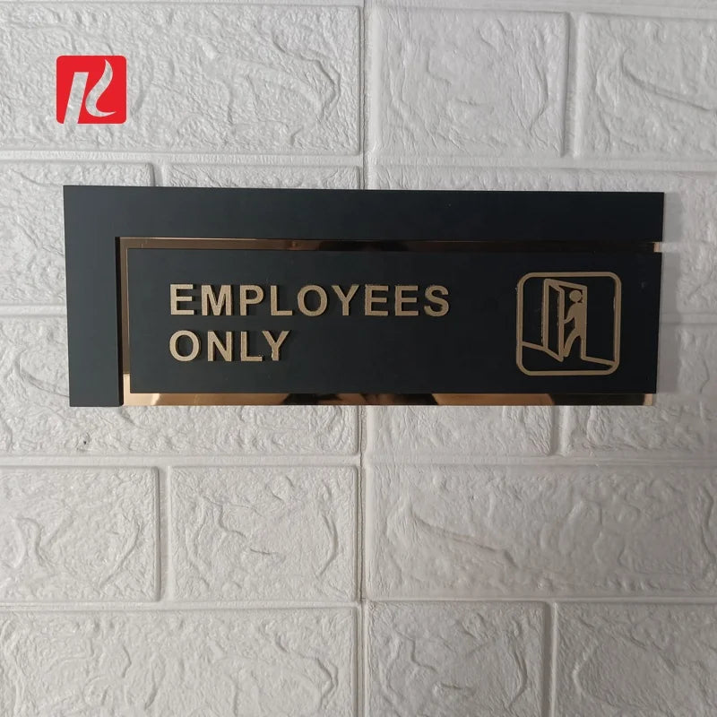Kexian Factory Direct Staff Only Door Sign Sticker Acrylic Stainless Steel Employee Only Signs for Doors