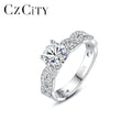 CZCITY Iced Out Diamond Engagement Statement Matching Candy S925 New Finger Sterling Silver Ring