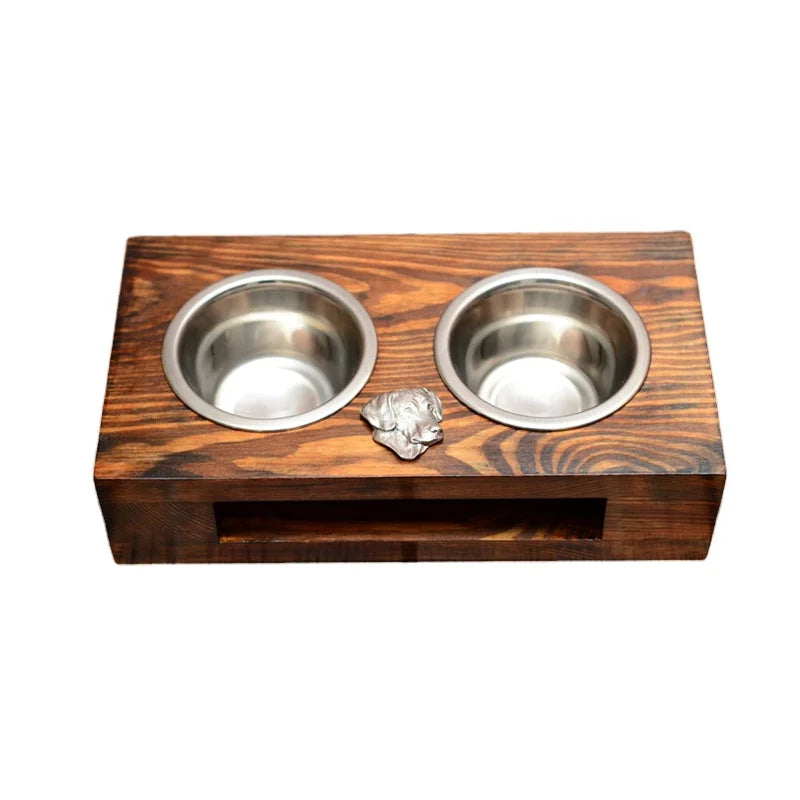 Wooden Pet Bowl Rack Solid Wood Dog Food Bowl Wooden Dog Food Utensils