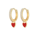Gold Zircon Stone Waterproof Crystal Earrings Hoop Earrings for Women Wedding Party Cubic Zirconia with Heart Dangle Earrings