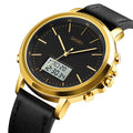 Skmei 1652 Digital Quartz Men Watches Fashion Waterproof Leather Strap Wristwatch Luminous Light