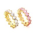 Personalized 2024 Engagement Wedding Ring for Women Waterproof Rose Gold Plated Stainless Steel White Pink Cubic Zirconia Pave