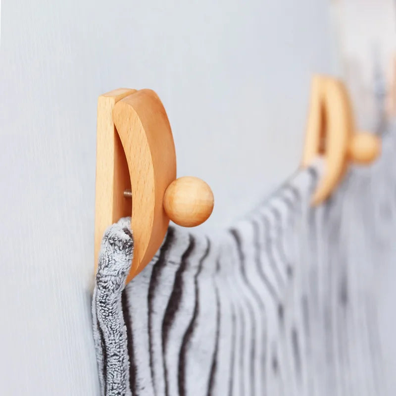 Natural Wooden Tapestry Hangers Wooden Quilt Wall Hangers Clips with Self Adhesive and Screws