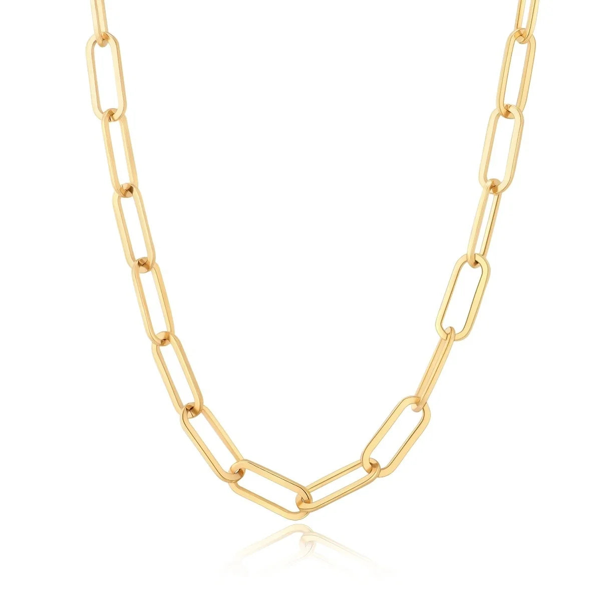 316L Stainless Steel Fine Jewelry 14K 18K Gold Filled Paper Clip Link Chain Necklace