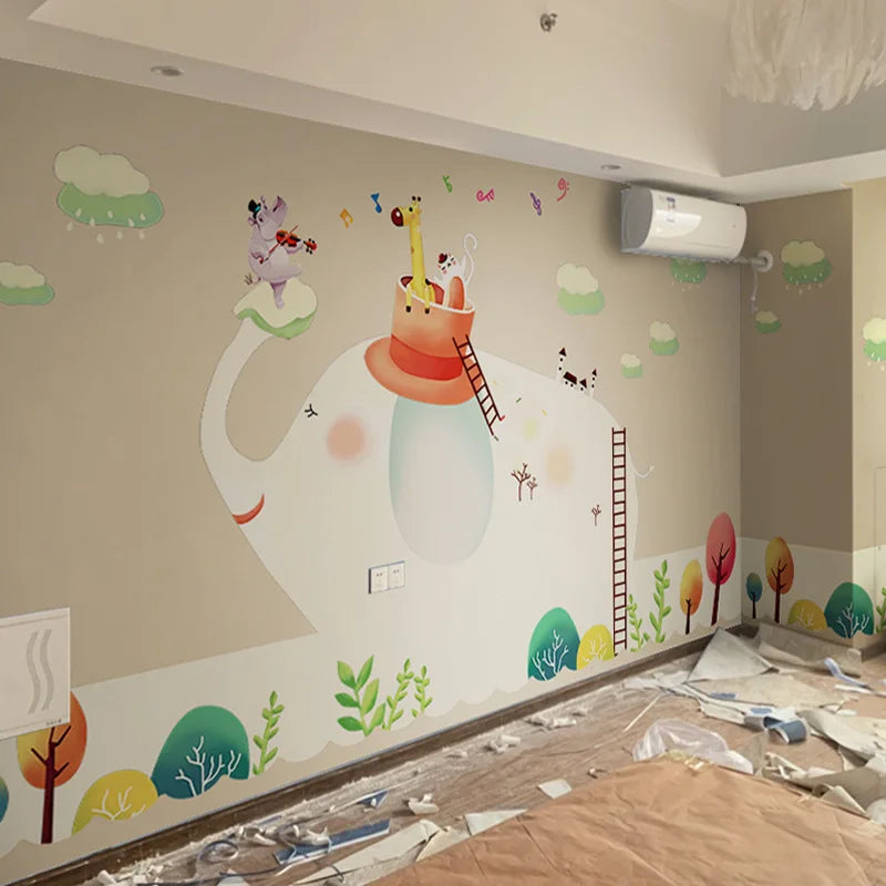 Cartoon Children's Room Wallpaper Boy Animal Kindergarten Background Wallpaper Girl Amusement Park Bedroom Wall Covering Mural
