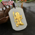 Certified 3D Gold Inlaid With Hetian Jade 4D Pure Gold Dainichi Guan Gong Pendant Jade Manufacturer Wholesale