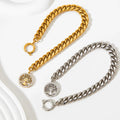 Plated Stainless Steel Cuban Chain Tree of Life Charm Bracelet for Women