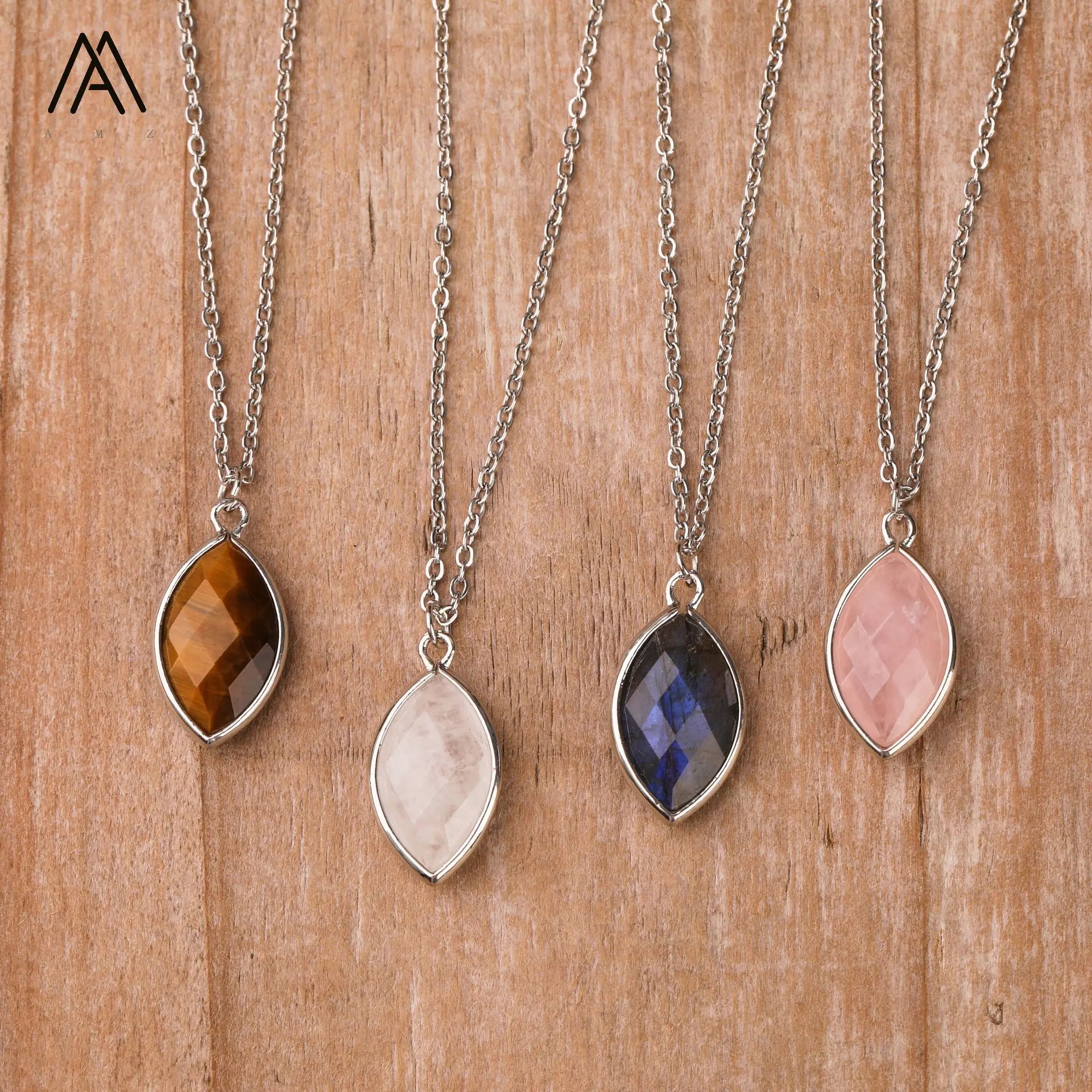 Exquisite Simple Natural Stones Horse Eye Pendant Necklace Luxury OL Jewelry Wholesale for Party or Wedding
