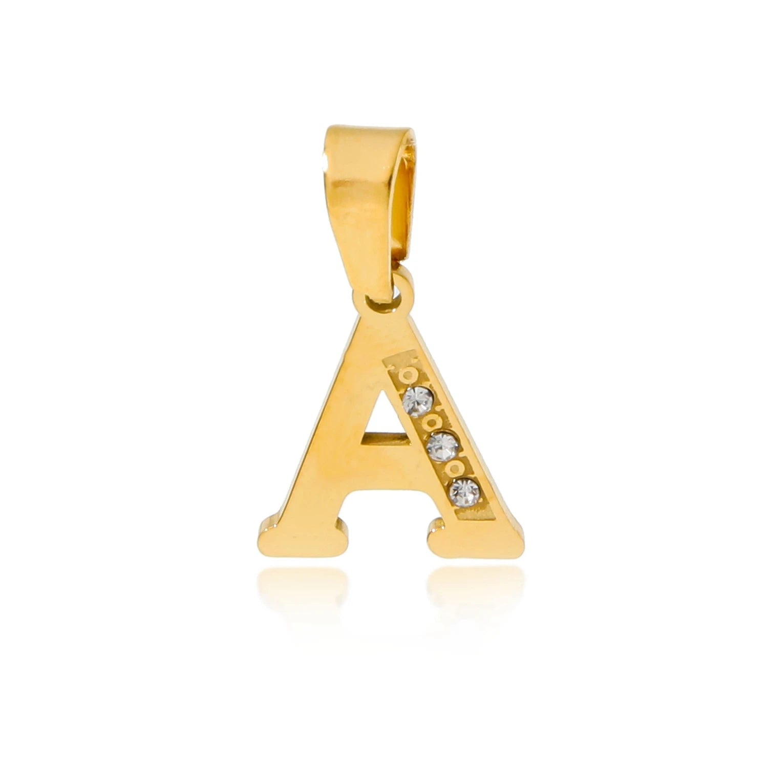 18K Gold Plated Stainless Steel CZ Crystal Zircon Letter Pendant Charm Initial 26 Alphabet Charm Pendant for Necklace Making