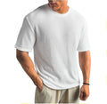 S-5XL Solid Color Waffle T-shirts for Men Casual Quality Short-sleeved Men's Tees New Summer Fashion Designer Tops Male