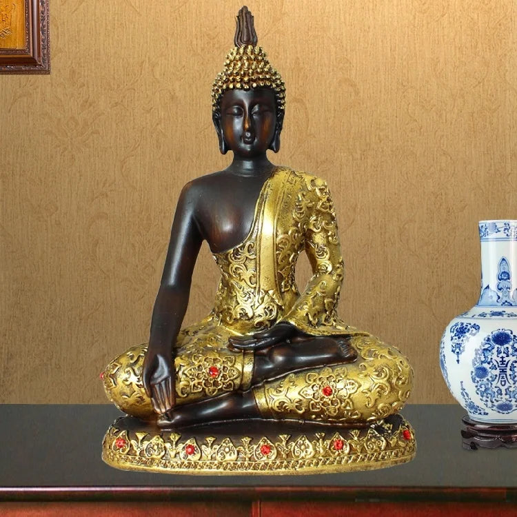 Resin Material Thai Buddha Handmade Red Environmental Friendly Feng Shui Design Religious Zen Carved Statue Southeast Sculpture