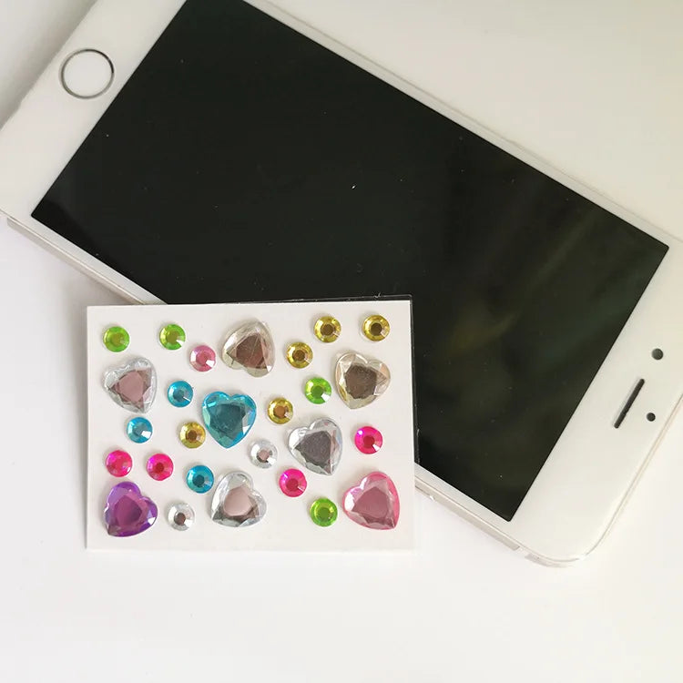 Custom Multi Color Self Adhesive Diamond Shaped Crystal Rhinestone Gem Stickers
