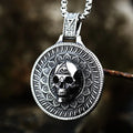 SS8-556P Stainless Steel Creative Design 3D Skull Pendant Necklace Round Punk Hip Hop Biker Jewelry for Men Wholesale