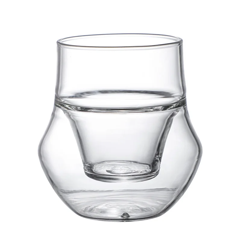 Single-Mouth Double-Glazed Coffee Mug Handcrafted Glass Design