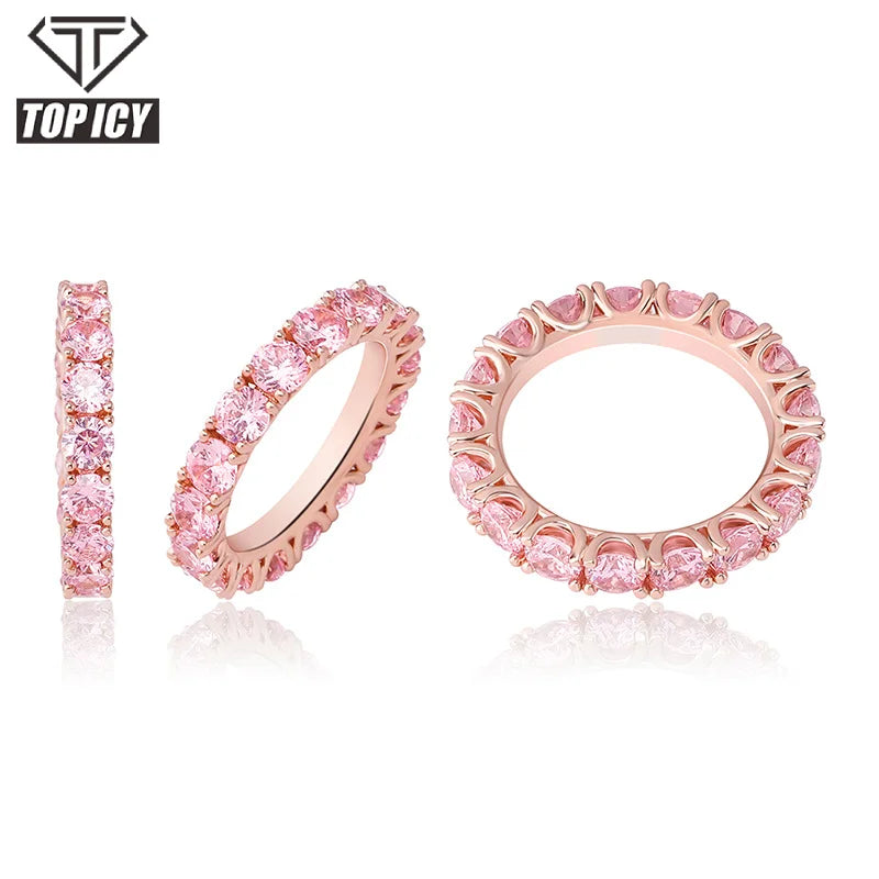 Top Icy Cubic Zircon AAA CZ Hip Hop Tennis Rings Jewelry