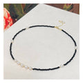 Black Crystal Natural Freshwater Pearl Necklace Niche Temperament Everything Simple Female Collarbone Chain