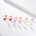 Romantic 925 Sterling Silver Heart Enamel Pearl Earrings Rose Gold Plated Cute Heart Studs Valentine's Day Jewelry Gift