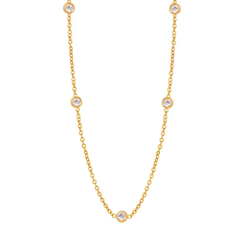 Exquisite Titanium Steel 18K Gold Clip Bead Chain Special Interest Light Luxury Clavicle Chain Fairy Necklace Jewelry for Ladies