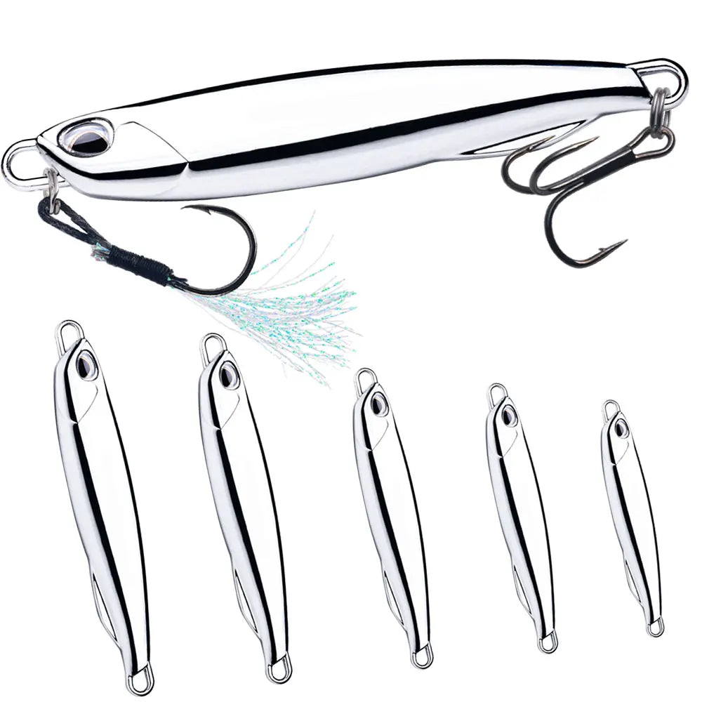 Wholesale LB147 10g 15g 20g 30g 40g Saltwater Silver Color Metal Jig Baits Jigging Fishing Lures