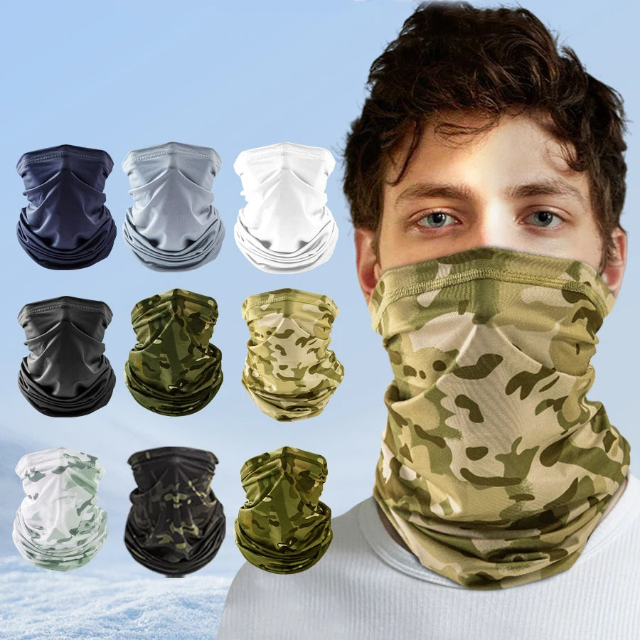 UPF50+ Ice Silk Cooling Sports Cycling Quick Drying Camo Neck Gaiter Face Scarf Headwear Bandana Mask