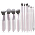 Vegan Synthetic Hair Wood Handle Pink Makeup Brushes Private Label Travel Style 10pcs Thread Handle Makeup Brush Set With Bag