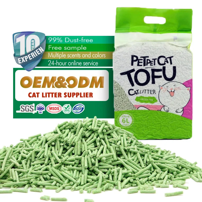 Pet Litter Quickly Absorbs Water Deodorizes and Inhibits Bacteria Making It Suitable for Toilet Flushing Tofu cat Litter
