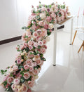 Y-I022 Wedding Props White Flowers Runners Flower Rows Artificial Flowers Table Runner for Wedding Decoration