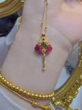 Handmade 18k Gold Plated S925 Sterling Silver Natural Tourmaline Magic Wand Charm Pendants