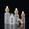 5ml-100ml Empty Glass Dropper Bottle Frosted Glass Bottle with Bamboo Lid  Essential Oil Refillable Pipette Bottle