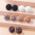 Latest Ins Retro Exaggerated Hemisphere Seed Beads Stud Earrings Retro Fashion Colorful Beaded Boho Earrings for Women