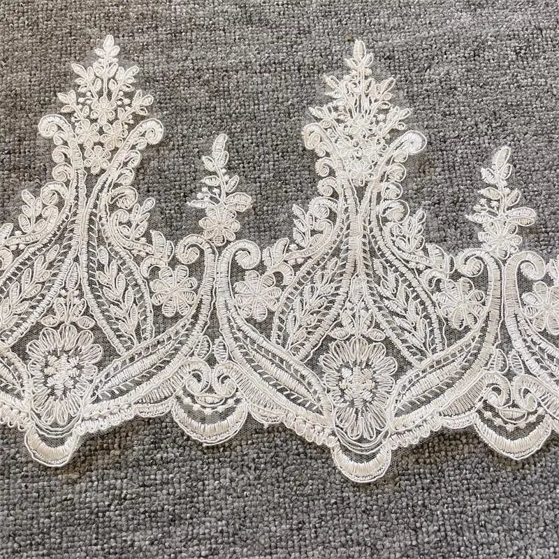 Handmade DIY Wedding Veil with Border Embroidery Lace Trim Mesh Fabric Material Accessories for Shoes and Bags for Curtains