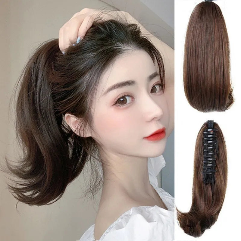 10inch 100g Stock Synthetic Hair Women Grab Ponytail Wig Short Curly Natural Grip Clip Ponytail Wholesale