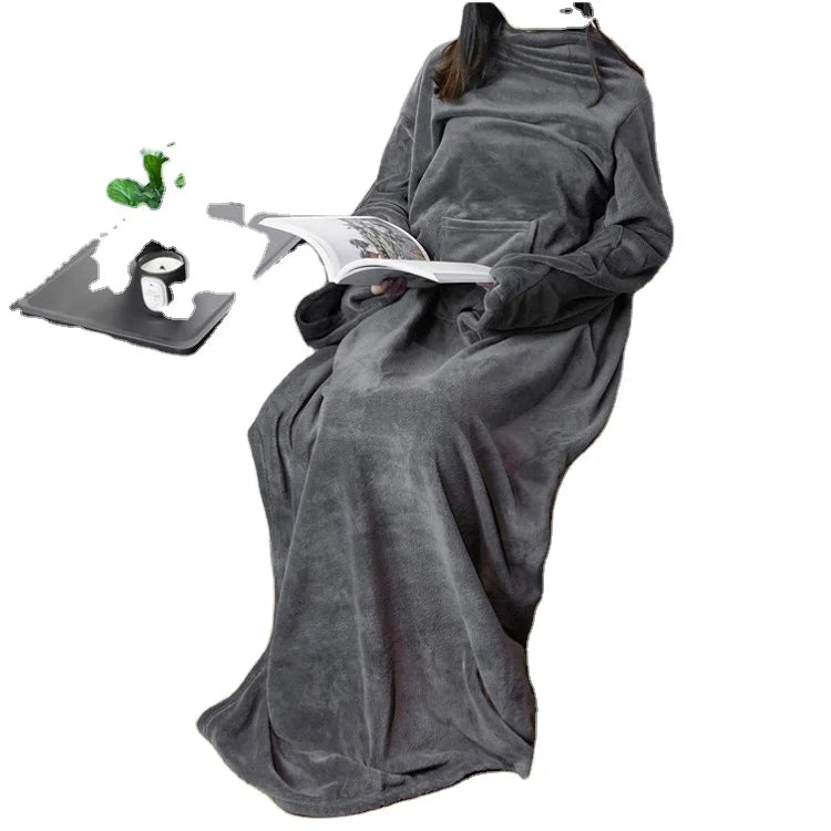 Sherpa Hooded Blanket Wearable Cuddle Throw Warm Cozy Sherpa Lining Blanket