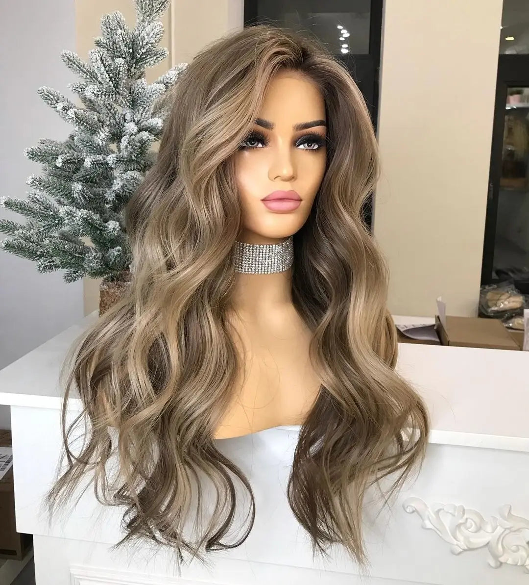 Lace Front Highlight Blonde Color Cuticle Aligned Human Hair Brown Color Lace Front Wigs