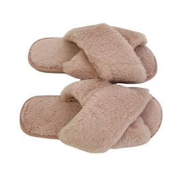 Custom Spring Fashion Ladies Indoor Fur Bedroom Slippers Home Soft Sole Sandals Flat Slides for Women