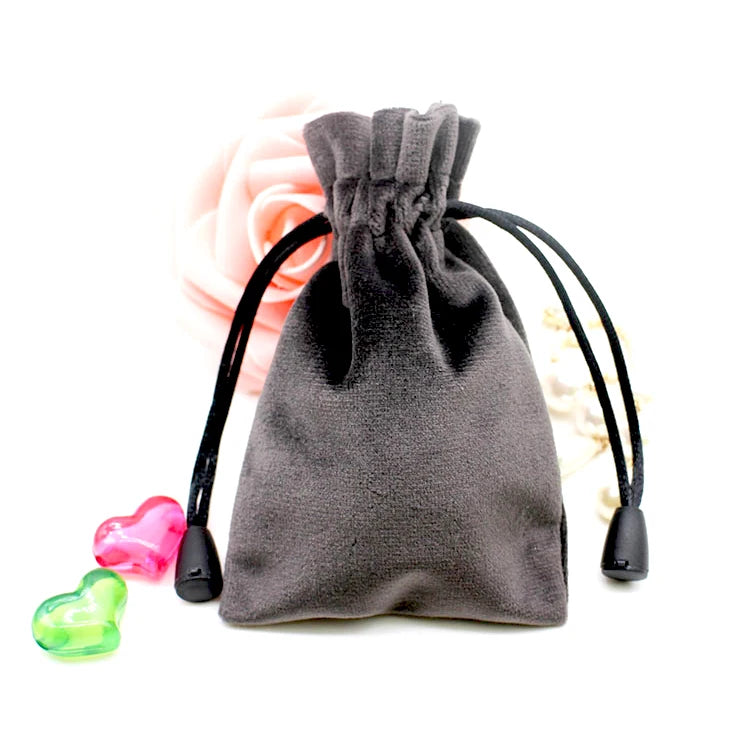 Custom Silk Screen Printed Recyclable Velvet Pouches Drawstring for Makeup Jewelry Glasses Gemstones Watches-OEM Gift Bags