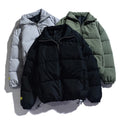OEM Custom Black Solid Winter Thick Puffer Jacket with High Shine Fashionable Stand Collar
