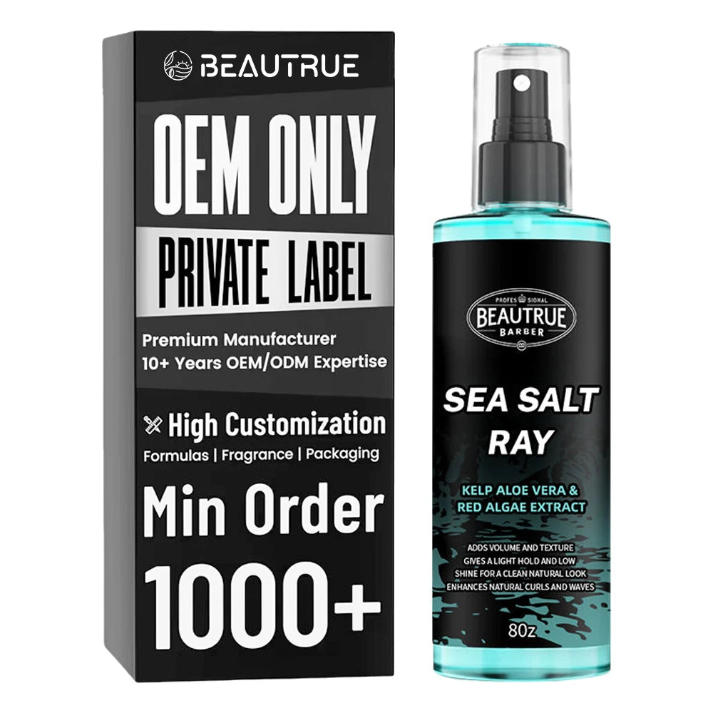 Private Label Sea Salt Spray Hair Texturizer Brilliant Shine Styling Mist Lightweight Natural Volume Non Greasy Formula