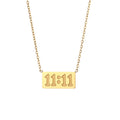 Simple Fashion Stainless Steel 18K Gold Plated Necklaces Waterproof Square 11:11 Number Pendant Necklace