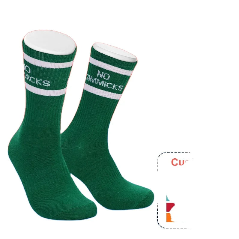 Custom Letter Striped Casual Socks Design Own Logo Casual Dress Sock Customized Knit Cotton Sock for Men