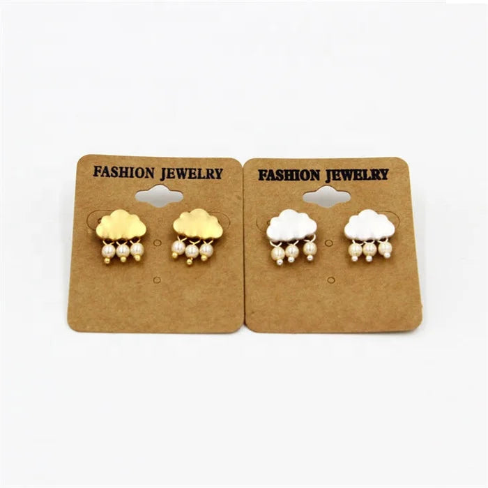 High Quality Cloud Water Drop Enamel Cute Stud Earrings