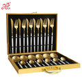 D038 18/10 Stainless Steel Cutlery Set Luxury Gold Wedding Flatware 24 Pcs Spoon Fork Matte for Business Gifts Weddings