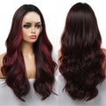 MOQ 1 Transparent Lace Synthetic Wigs Brazilian Long Black Red Body Wave Lace Front Wigs for Women Cosplay 13x1 T-Part Closure W